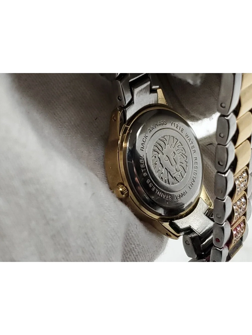 Anne Klein Rhinestone Watch Womens New Battery Two-Tone 25mm